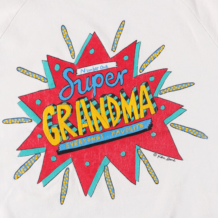 Vintage printed sweatshirt, men's M size unclear white type Vintage Second Hand