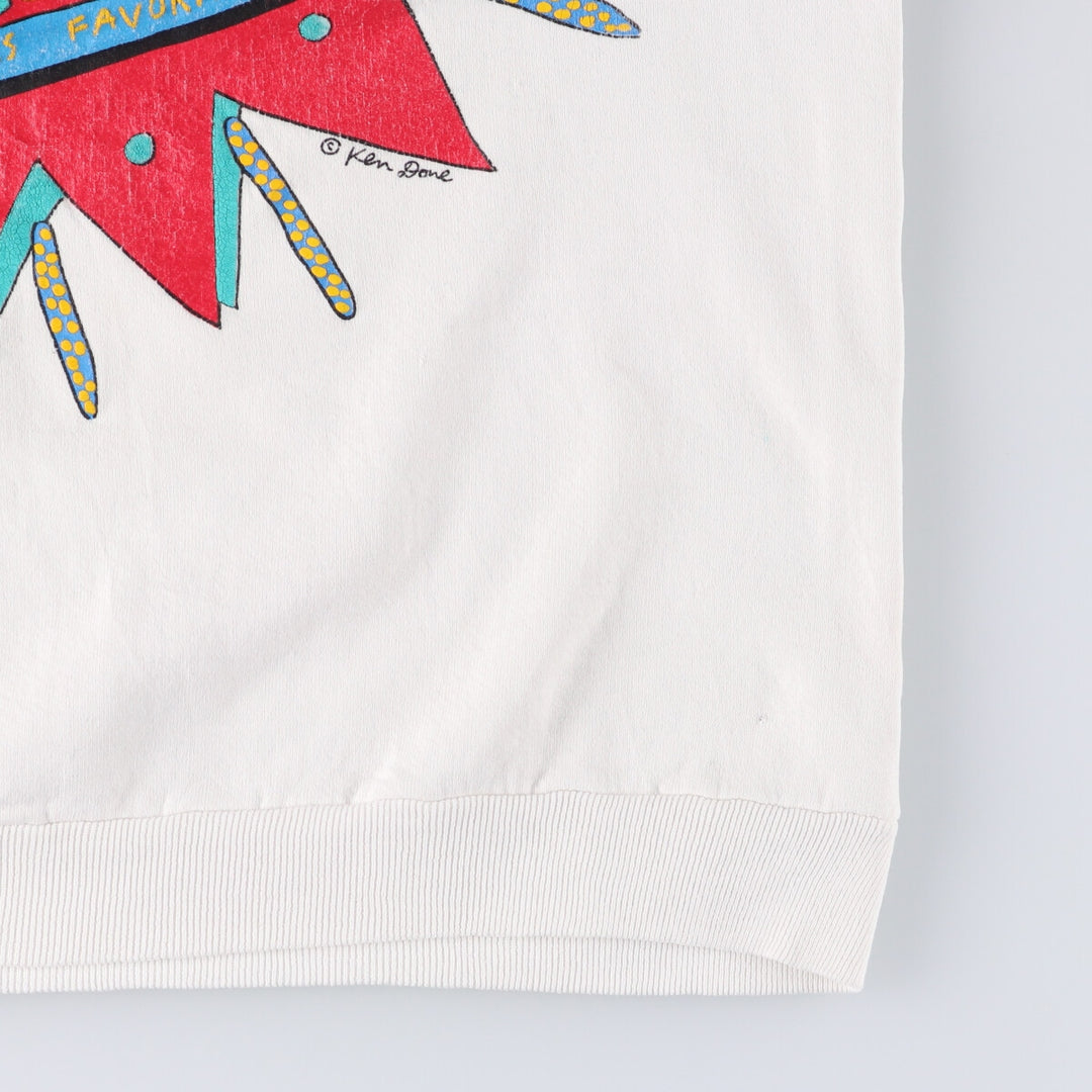 Vintage printed sweatshirt, men's M size unclear white type Vintage Second Hand