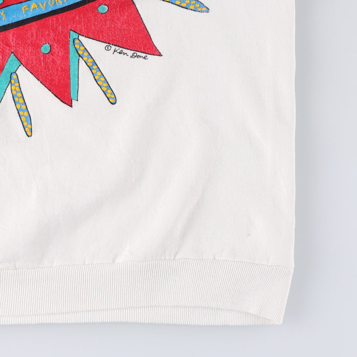 Vintage printed sweatshirt, men's M size unclear white type Vintage Second Hand