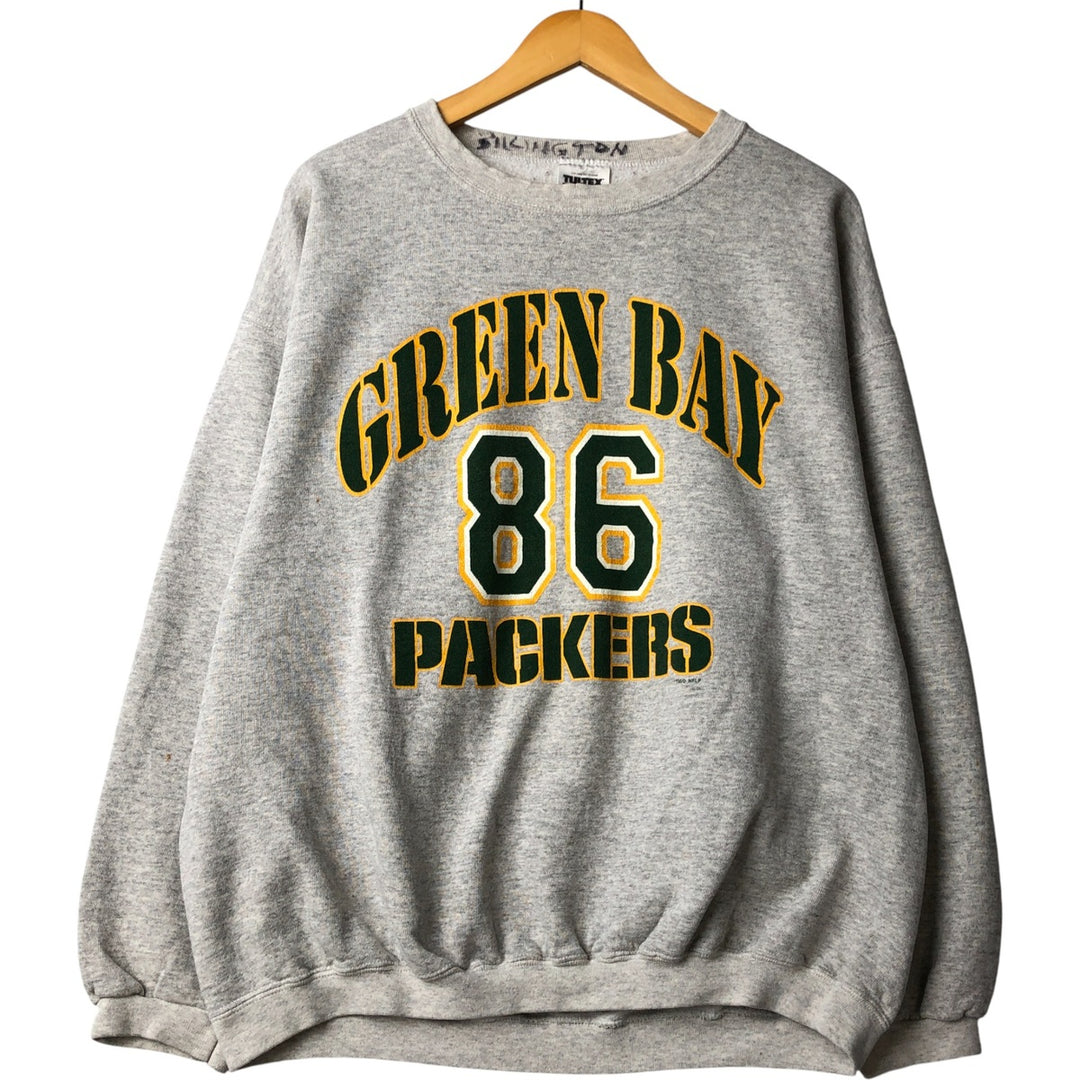Vintage 90'S Tartex NFL Green Bay Packers Print Sweatshirt, Made in USA, Men's Size XL cotton gray type Vintage Second Hand
