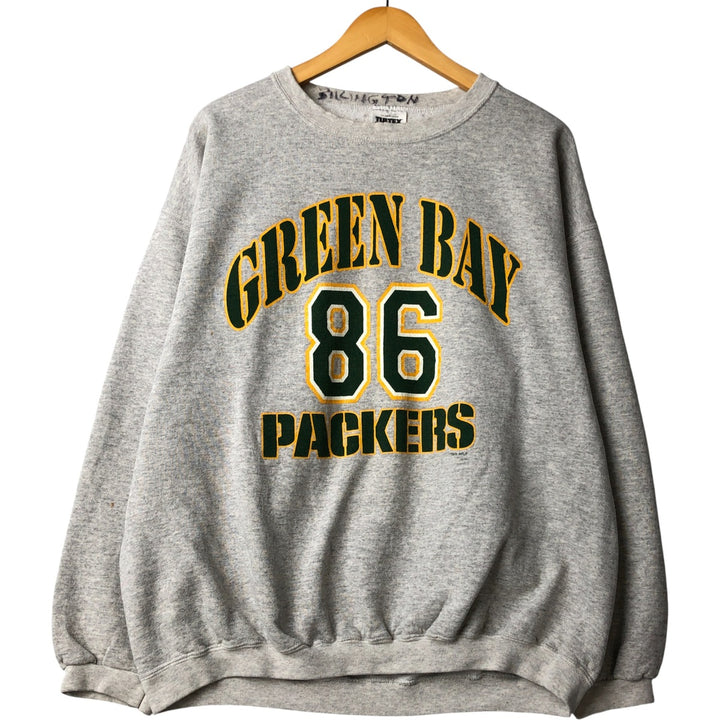 Vintage 90'S Tartex NFL Green Bay Packers Print Sweatshirt, Made in USA, Men's Size XL cotton gray type Vintage Second Hand