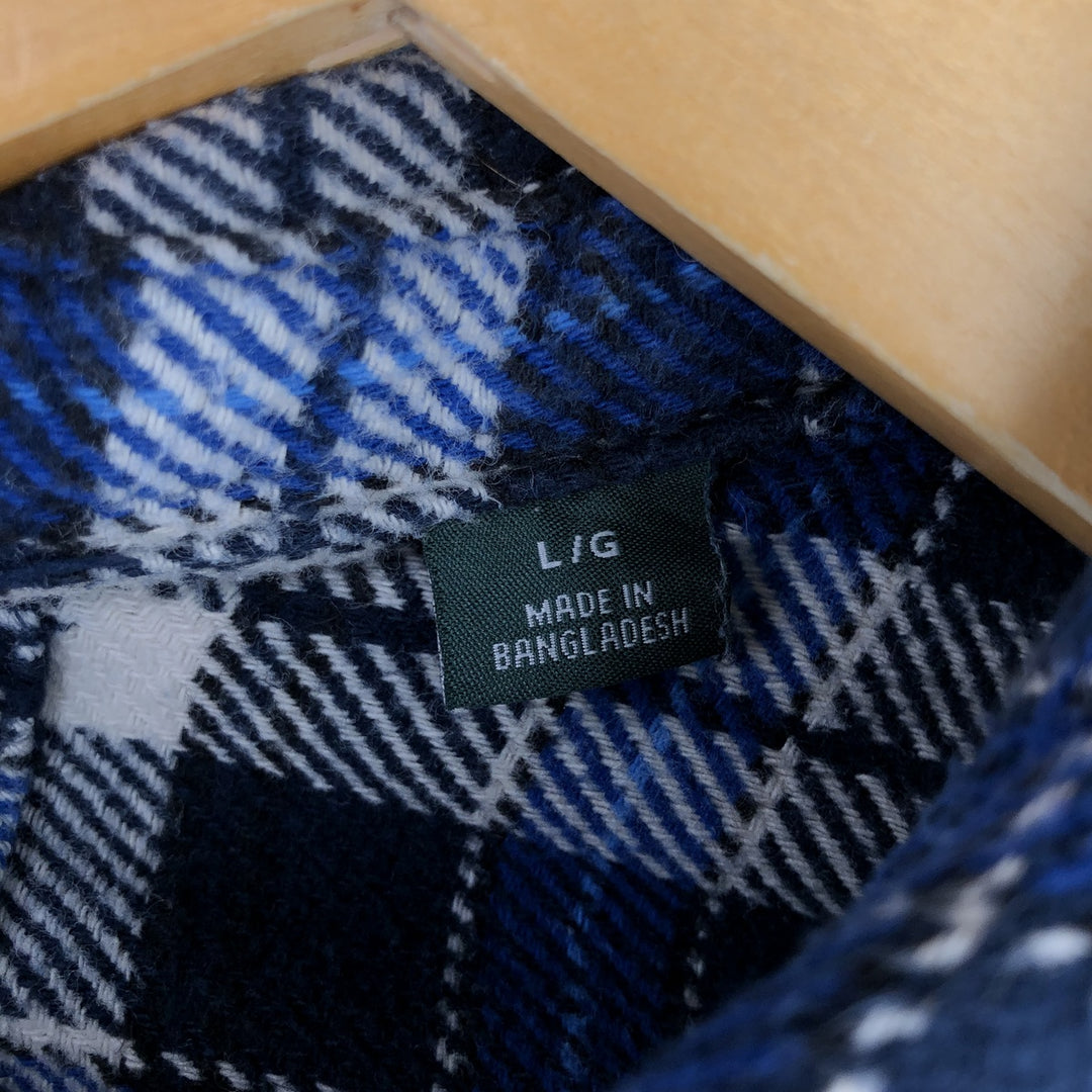 ORVIS Long Sleeve Flannel Check Shirt, Men's Size L cotton blue type Vintage Second Hand
