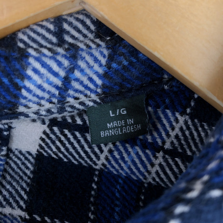 ORVIS Long Sleeve Flannel Check Shirt, Men's Size L cotton blue type Vintage Second Hand