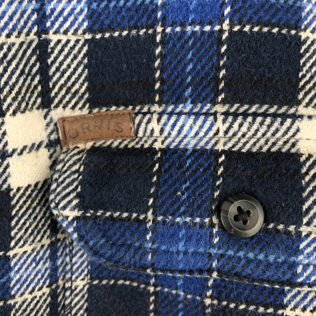 ORVIS Long Sleeve Flannel Check Shirt, Men's Size L cotton blue type Vintage Second Hand