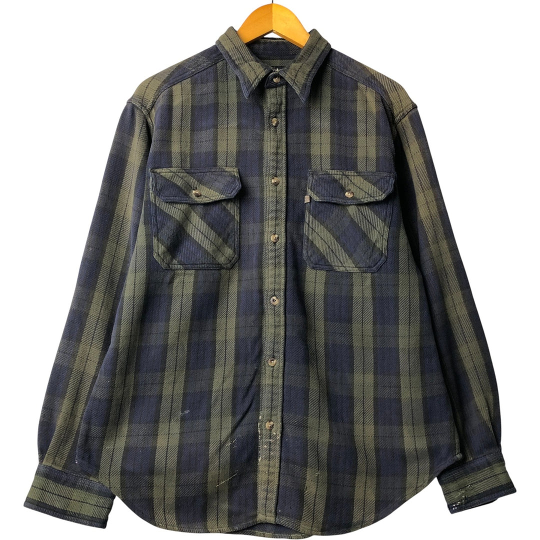 Guide Series Long Sleeve Flannel Check Shirt, Men's Size Medium cotton navy blue type Vintage Second Hand