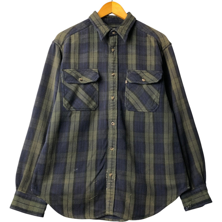 Guide Series Long Sleeve Flannel Check Shirt, Men's Size Medium cotton navy blue type Vintage Second Hand
