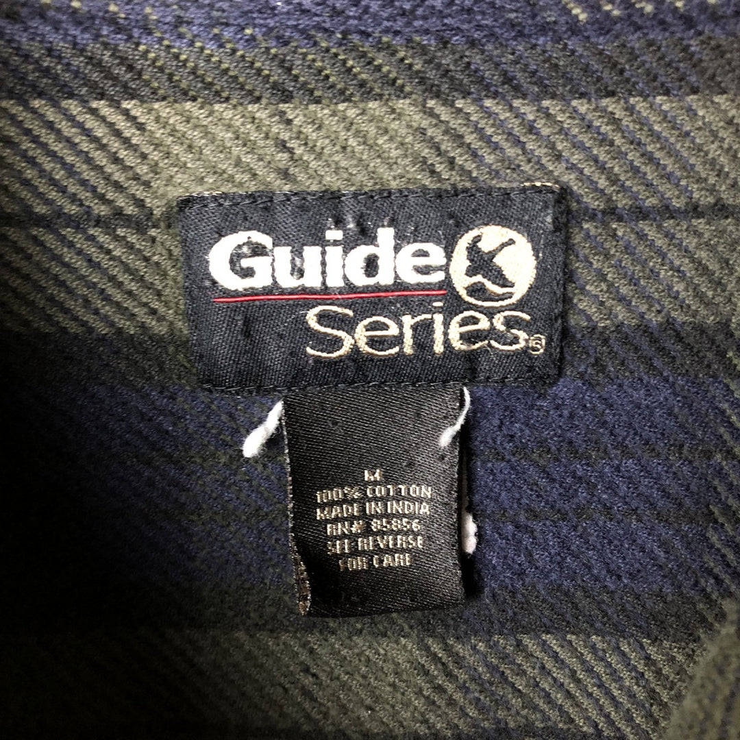Guide Series Long Sleeve Flannel Check Shirt, Men's Size Medium cotton navy blue type Vintage Second Hand