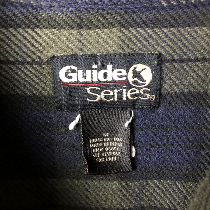 Guide Series Long Sleeve Flannel Check Shirt, Men's Size Medium cotton navy blue type Vintage Second Hand