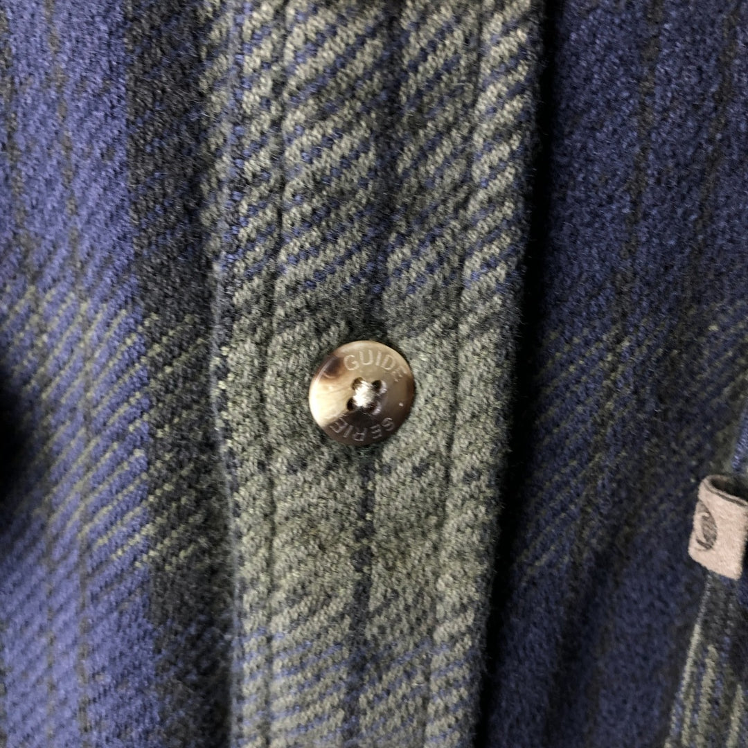 Guide Series Long Sleeve Flannel Check Shirt, Men's Size Medium cotton navy blue type Vintage Second Hand