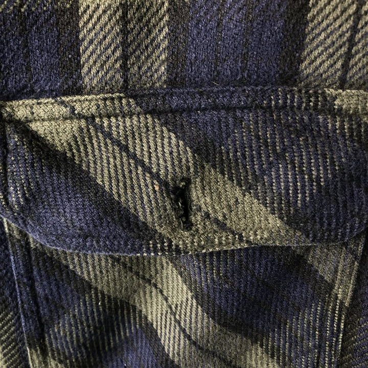 Guide Series Long Sleeve Flannel Check Shirt, Men's Size Medium cotton navy blue type Vintage Second Hand