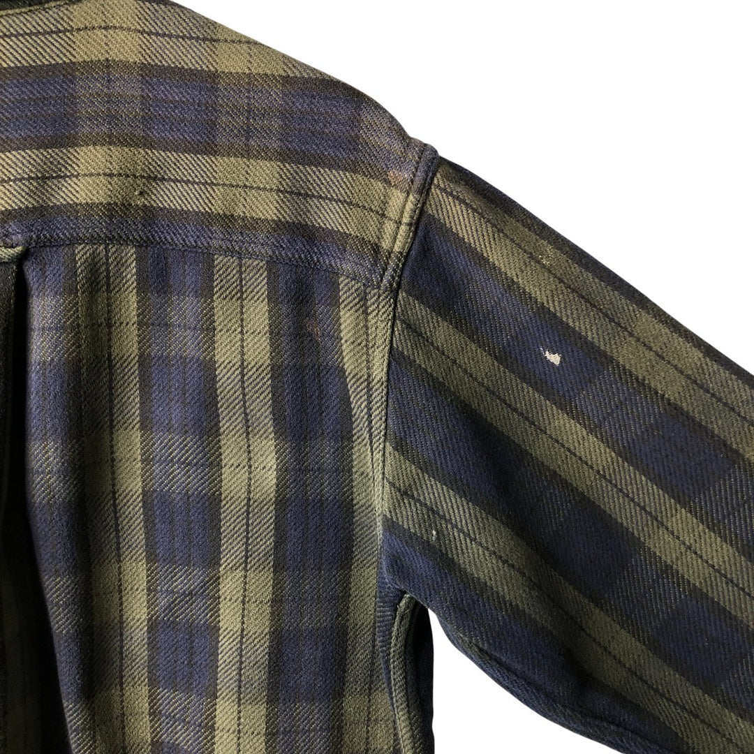 Guide Series Long Sleeve Flannel Check Shirt, Men's Size Medium cotton navy blue type Vintage Second Hand