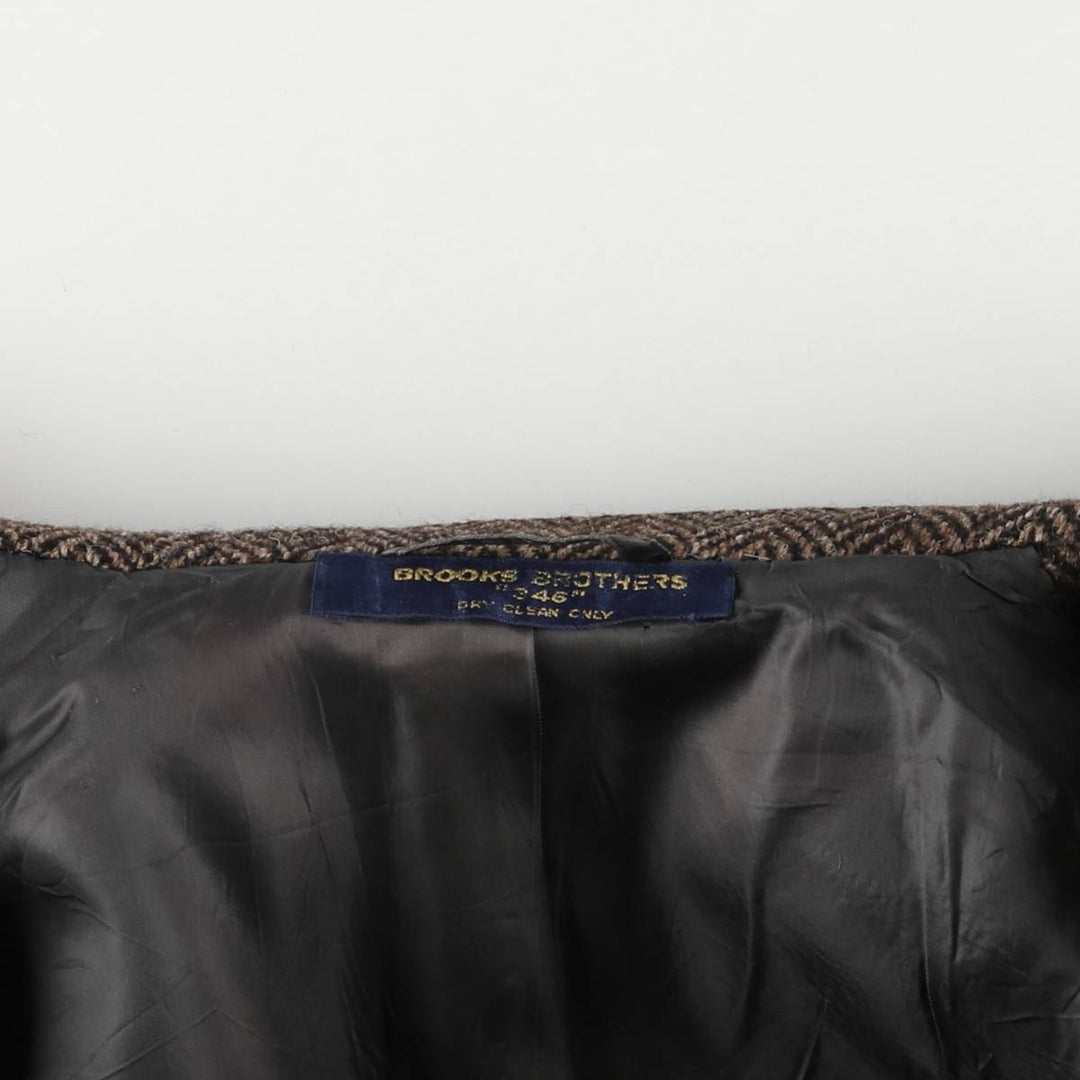 Vintage 80s-90'S Brooks Brothers 346 Herringbone Tailored Jacket, Men's Size Medium unclear brown type Vintage Second Hand