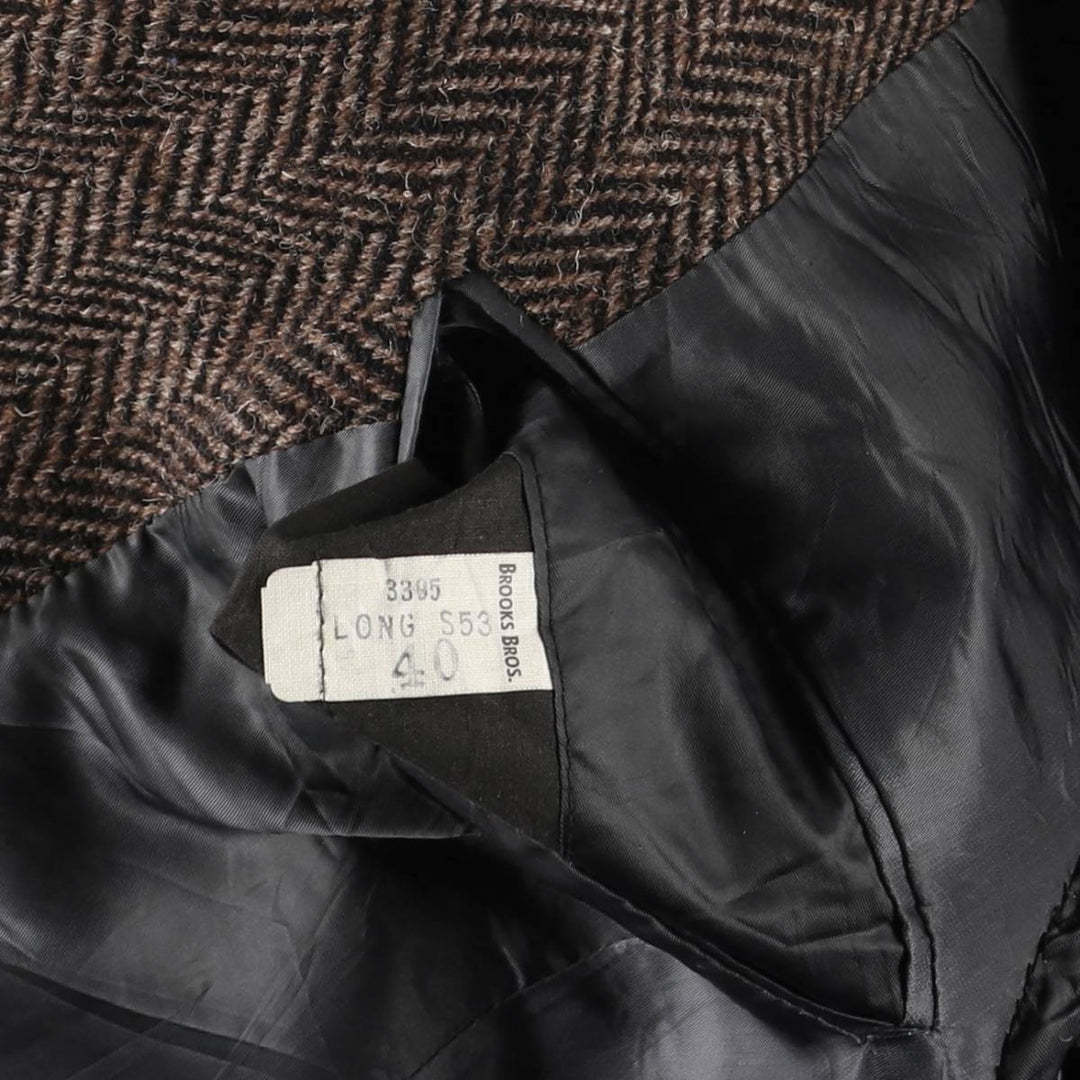 Vintage 80s-90'S Brooks Brothers 346 Herringbone Tailored Jacket, Men's Size Medium unclear brown type Vintage Second Hand