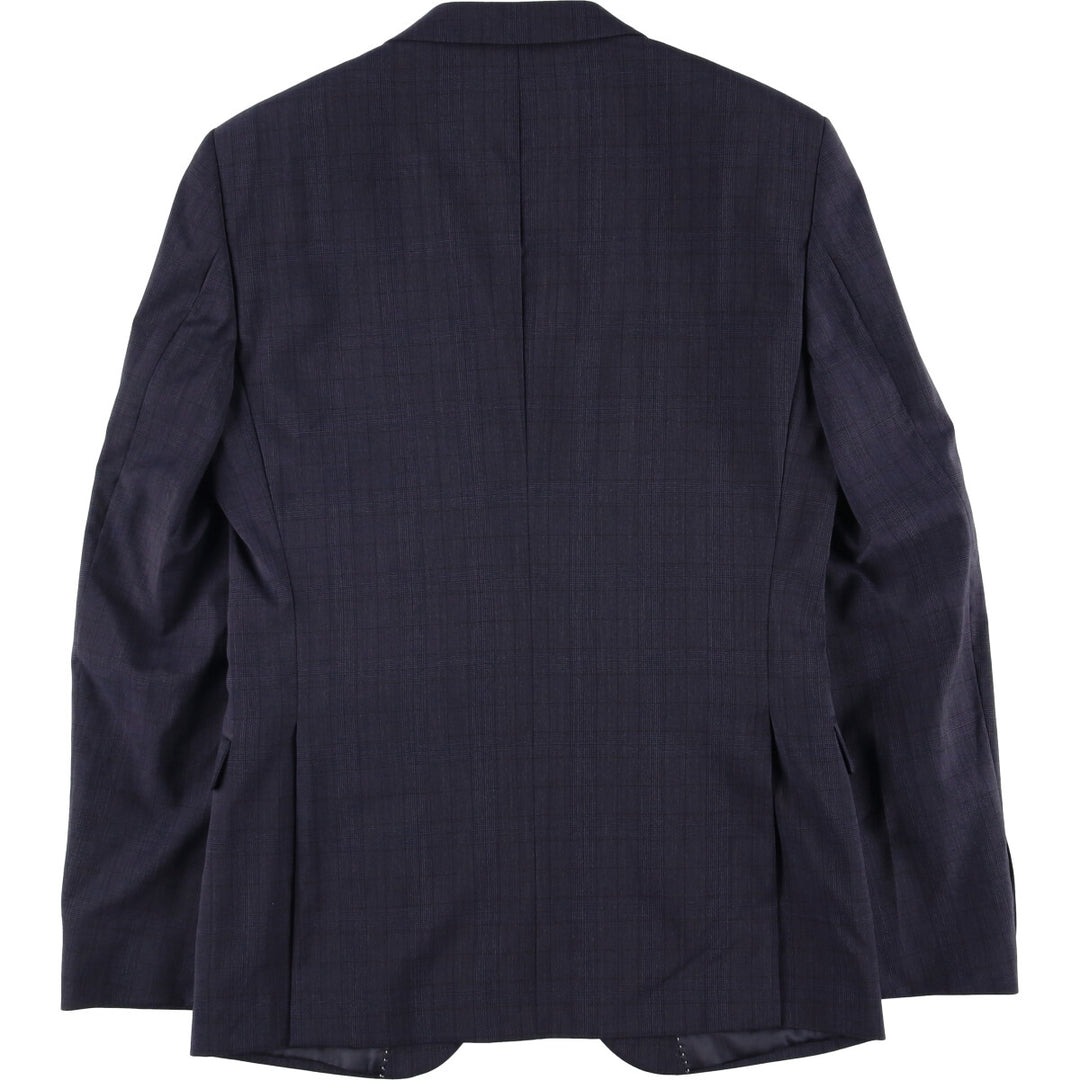 DKNY Slim Fit Check Pattern Glen Plaid Wool Tailored Jacket, Men's Size Small wool navy blue type Vintage Second Hand