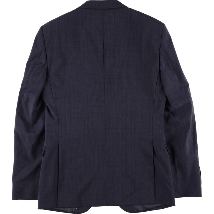 DKNY Slim Fit Check Pattern Glen Plaid Wool Tailored Jacket, Men's Size Small wool navy blue type Vintage Second Hand