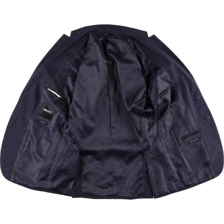 DKNY Slim Fit Check Pattern Glen Plaid Wool Tailored Jacket, Men's Size Small wool navy blue type Vintage Second Hand