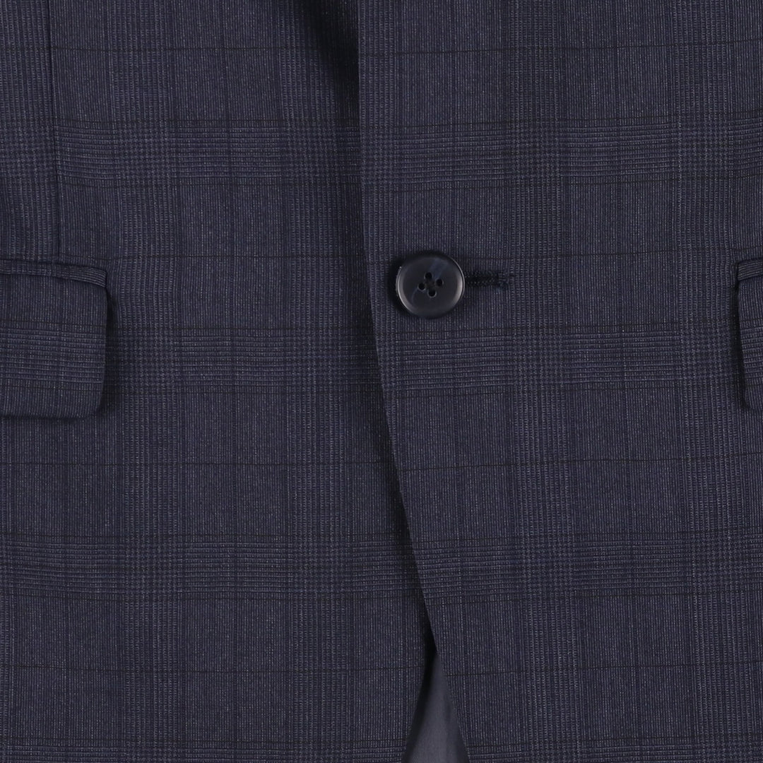 DKNY Slim Fit Check Pattern Glen Plaid Wool Tailored Jacket, Men's Size Small wool navy blue type Vintage Second Hand