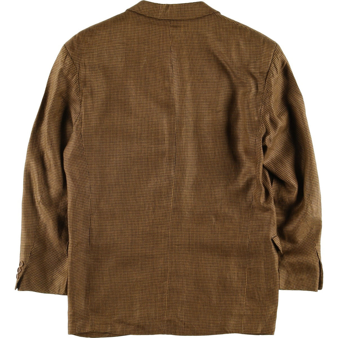 Vintage HUGO BOSS houndstooth pattern linen tailored jacket, men's size M linen brown type Vintage Second Hand