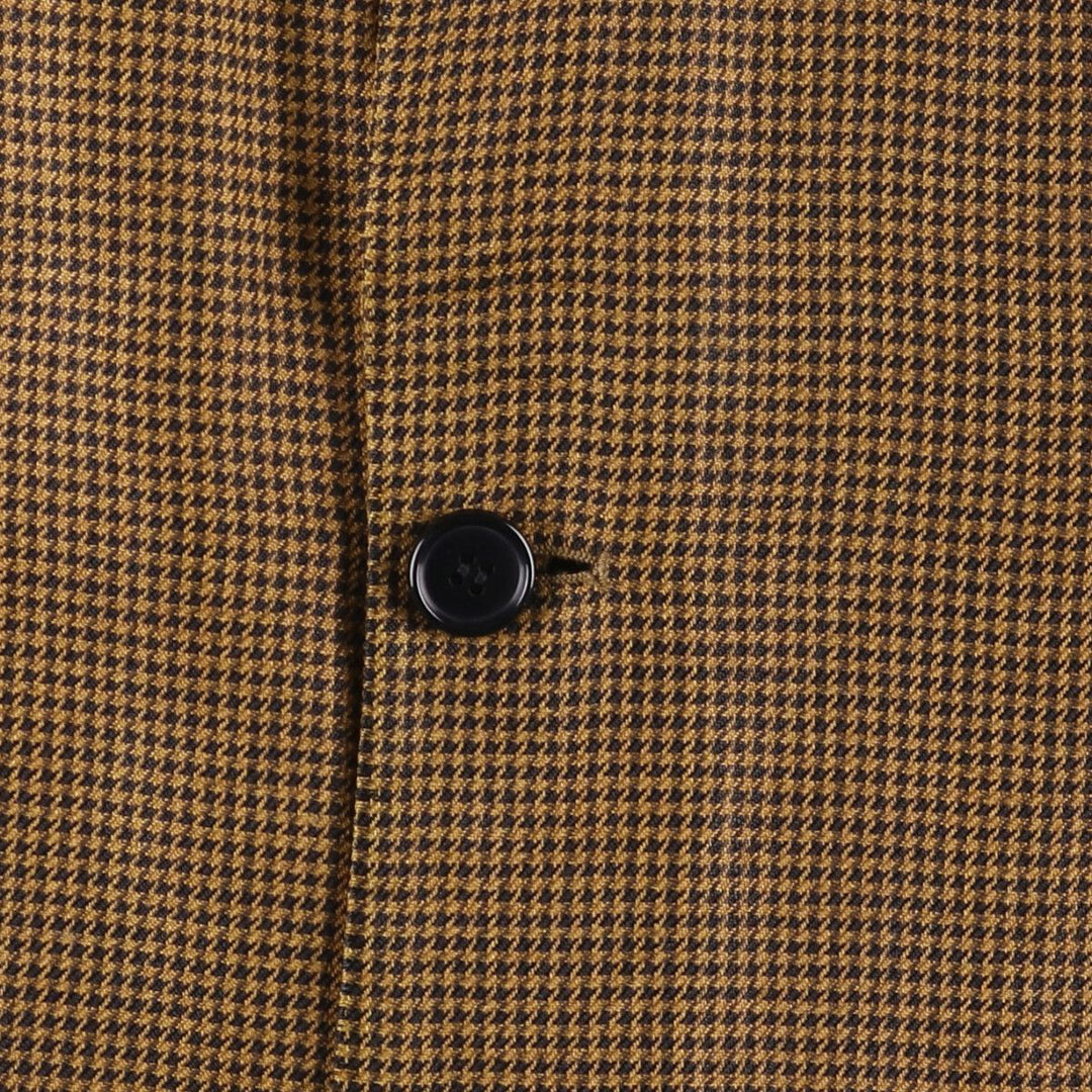 Vintage HUGO BOSS houndstooth pattern linen tailored jacket, men's size M linen brown type Vintage Second Hand