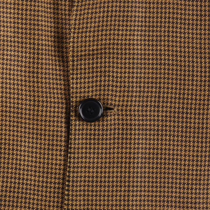 Vintage HUGO BOSS houndstooth pattern linen tailored jacket, men's size M linen brown type Vintage Second Hand