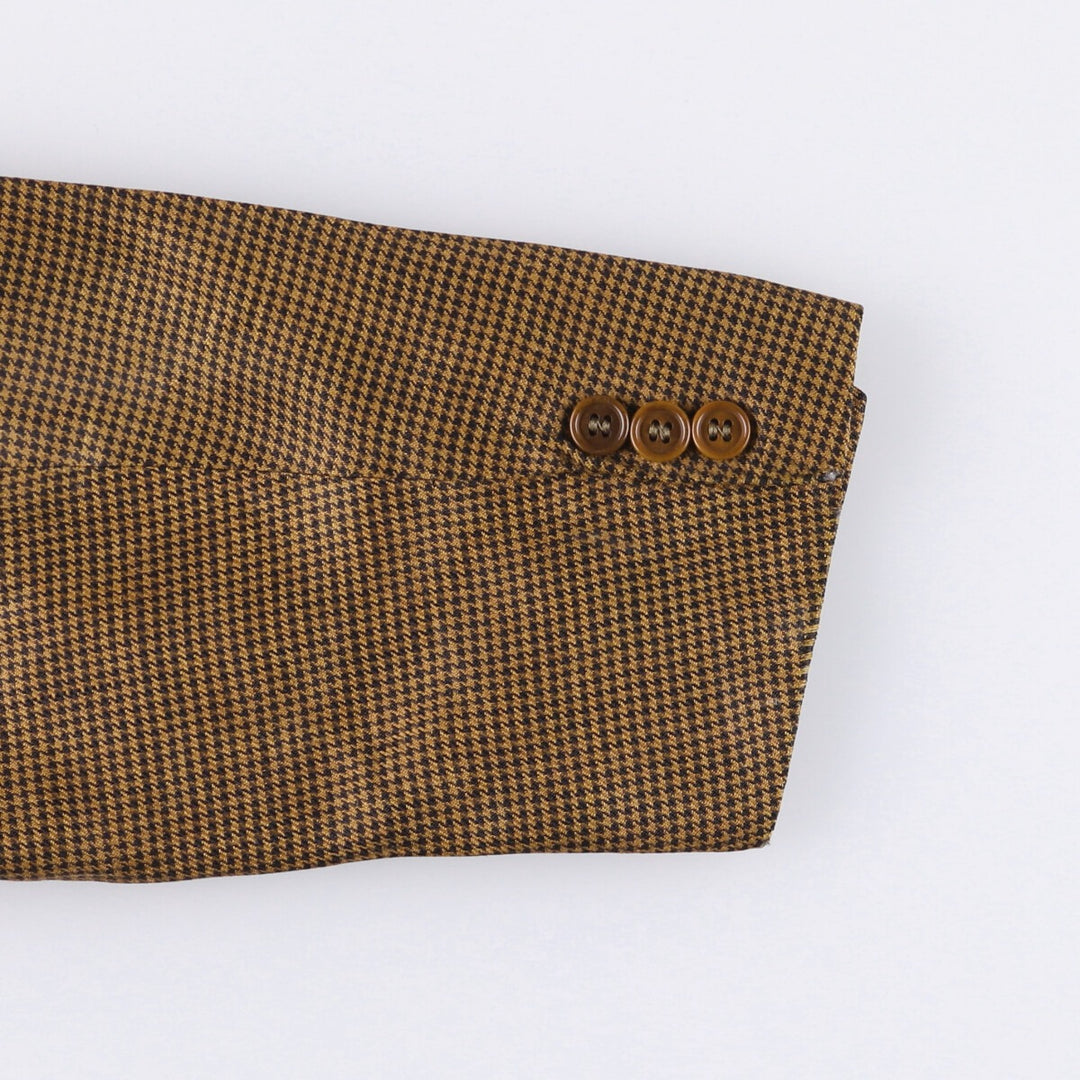 Vintage HUGO BOSS houndstooth pattern linen tailored jacket, men's size M linen brown type Vintage Second Hand