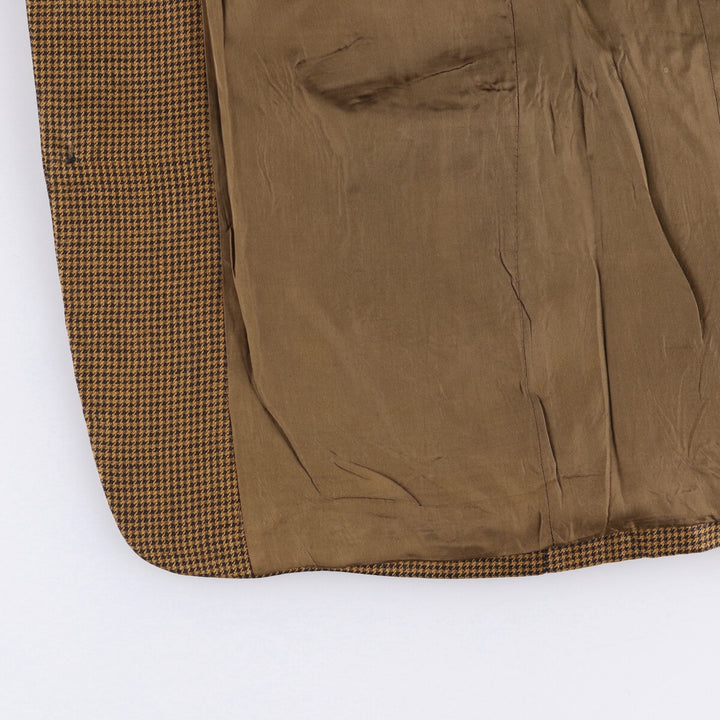 Vintage HUGO BOSS houndstooth pattern linen tailored jacket, men's size M linen brown type Vintage Second Hand