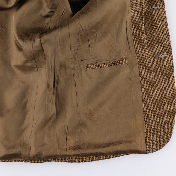 Vintage HUGO BOSS houndstooth pattern linen tailored jacket, men's size M linen brown type Vintage Second Hand