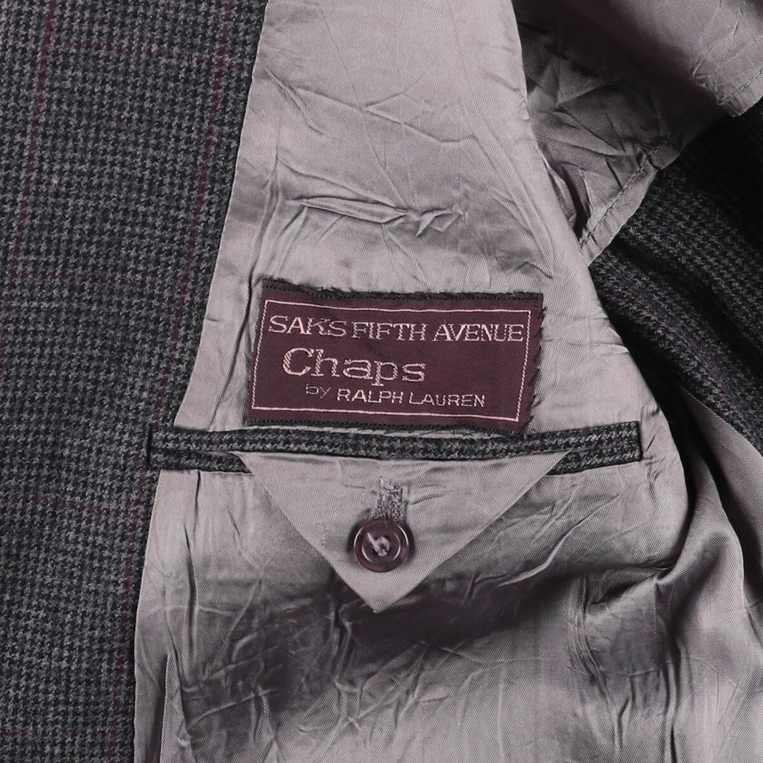 Ralph Lauren CHAPS Check Pattern Wool Tailored Jacket, Men's Size Medium wool Charcoal Vintage Second Hand