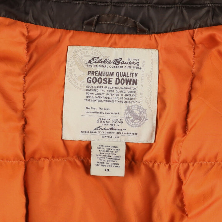 Eddie Bauer Collared Goose Down Jacket, Men's XL polyester Khaki type Vintage Second Hand