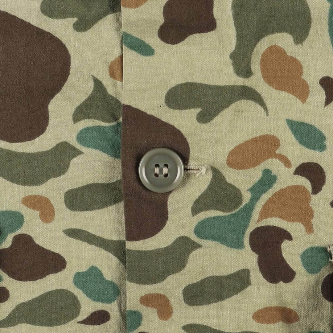 Vintage 1970'S World Famous Camouflage Duck Hunter Camo Cotton Jacket, Men's Size XL cotton Khaki type Vintage Second Hand