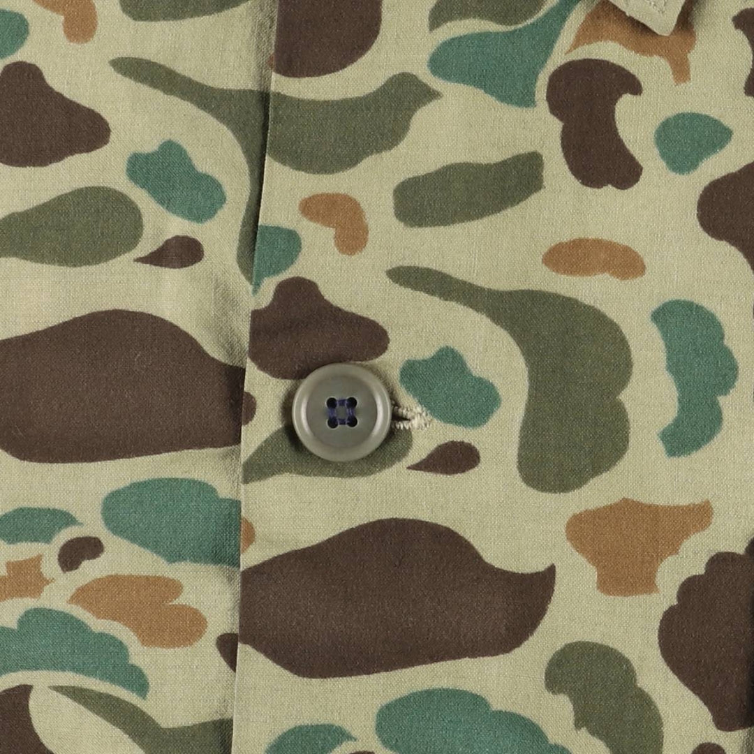 Vintage 1970'S World Famous Camouflage Duck Hunter Camo Cotton Jacket, Men's Size XL cotton Khaki type Vintage Second Hand