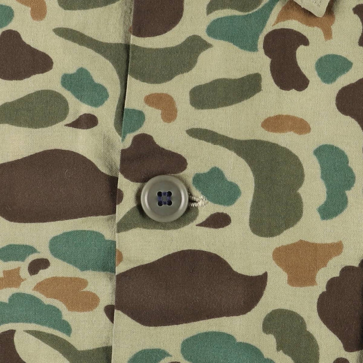 Vintage 1970'S World Famous Camouflage Duck Hunter Camo Cotton Jacket, Men's Size XL cotton Khaki type Vintage Second Hand