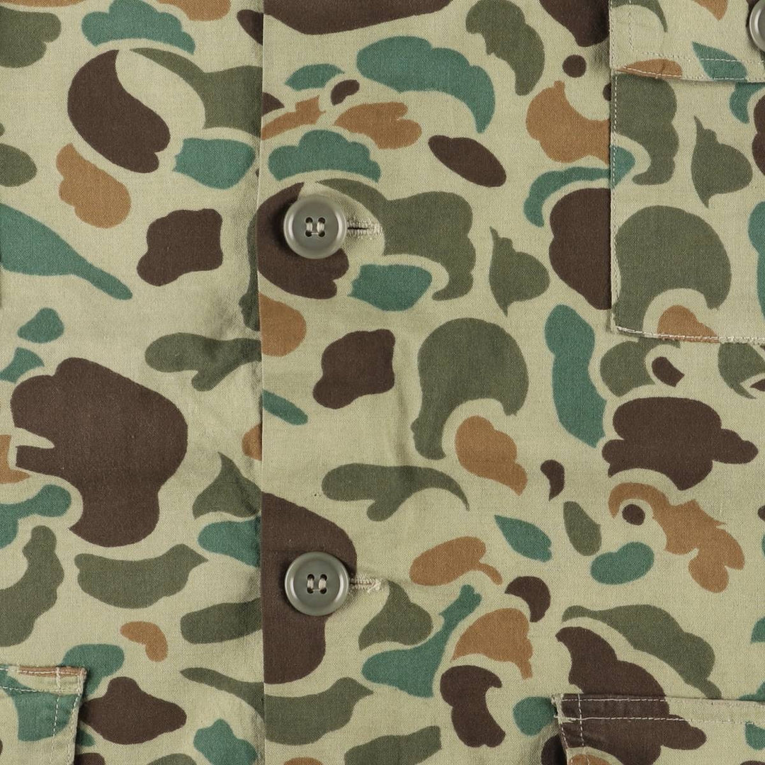 Vintage 1970'S World Famous Camouflage Duck Hunter Camo Cotton Jacket, Men's Size XL cotton Khaki type Vintage Second Hand