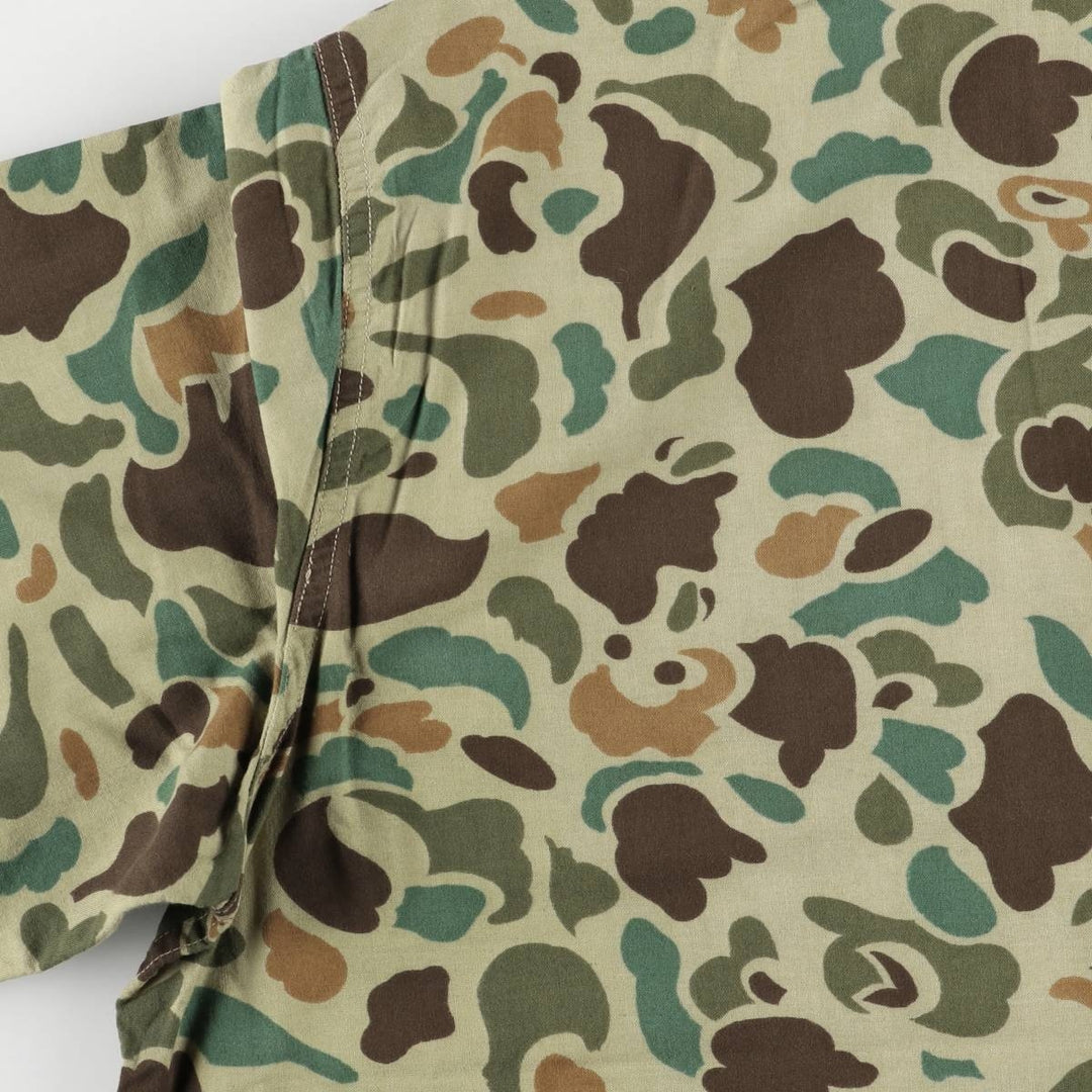 Vintage 1970'S World Famous Camouflage Duck Hunter Camo Cotton Jacket, Men's Size XL cotton Khaki type Vintage Second Hand