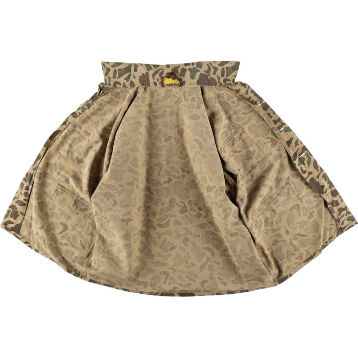 70s-80'S CALIBER Camouflage Pattern Ripstop Ramie and Cotton Jacket, Men's Size L, Vintage Lamy Beige type Vintage Second Hand