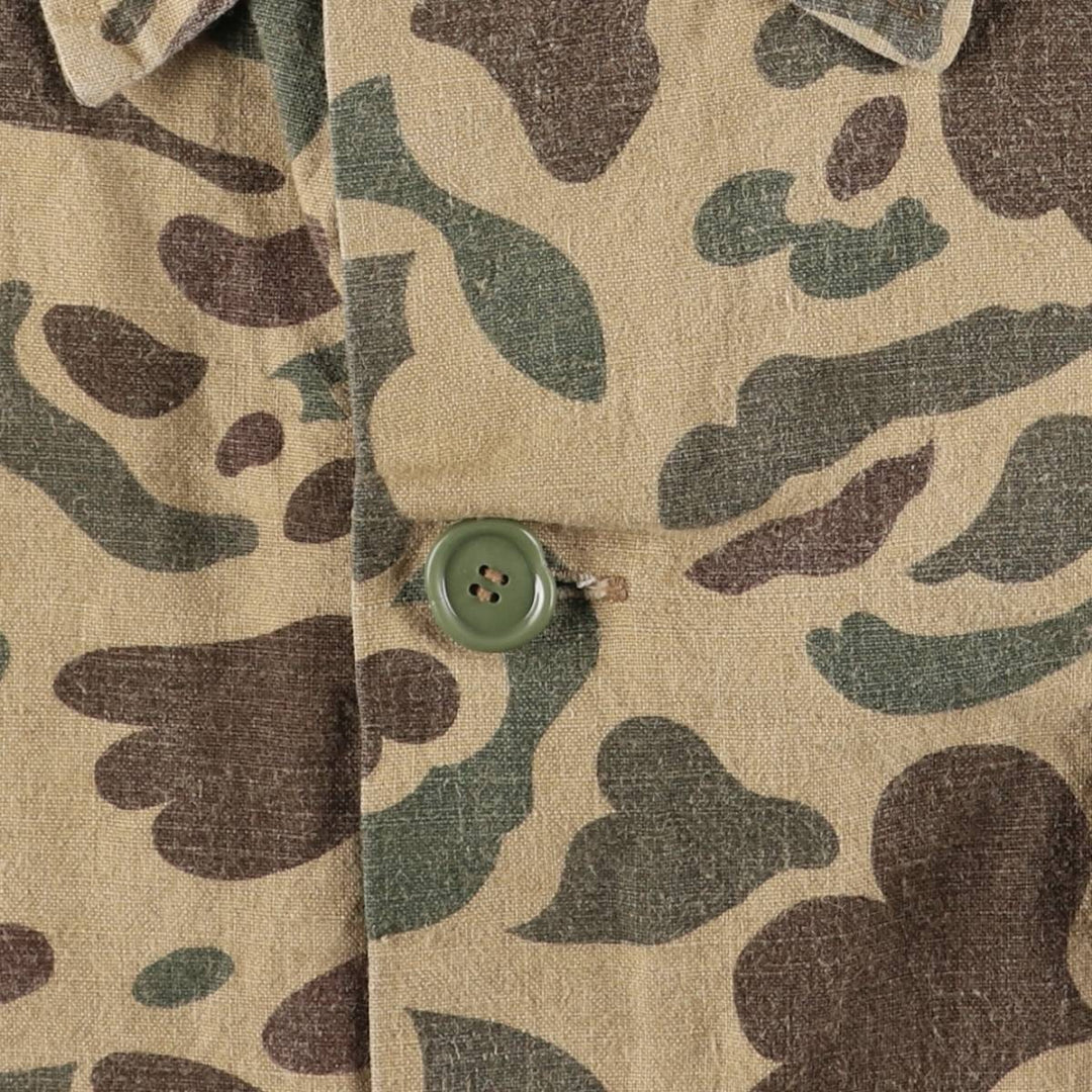 70s-80'S CALIBER Camouflage Pattern Ripstop Ramie and Cotton Jacket, Men's Size L, Vintage Lamy Beige type Vintage Second Hand
