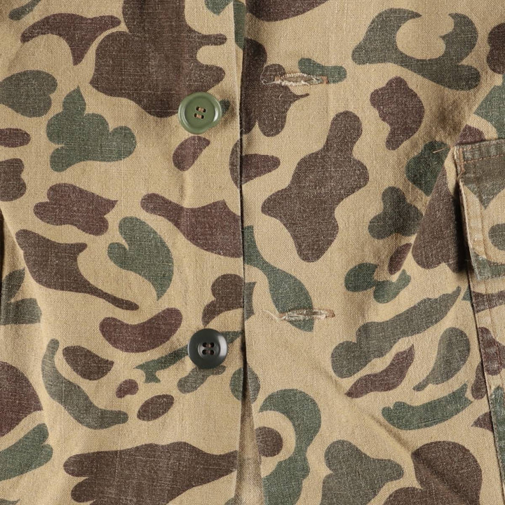 70s-80'S CALIBER Camouflage Pattern Ripstop Ramie and Cotton Jacket, Men's Size L, Vintage Lamy Beige type Vintage Second Hand