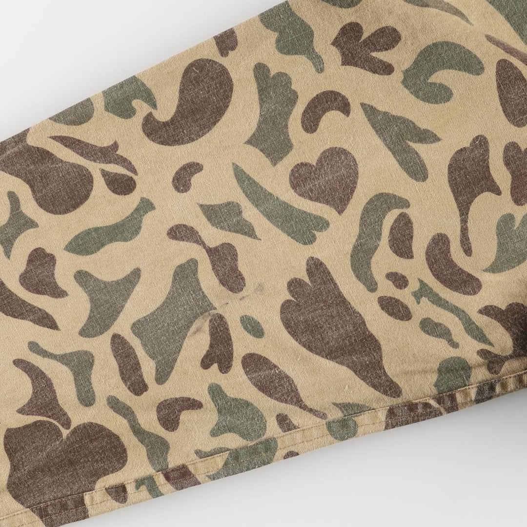 70s-80'S CALIBER Camouflage Pattern Ripstop Ramie and Cotton Jacket, Men's Size L, Vintage Lamy Beige type Vintage Second Hand