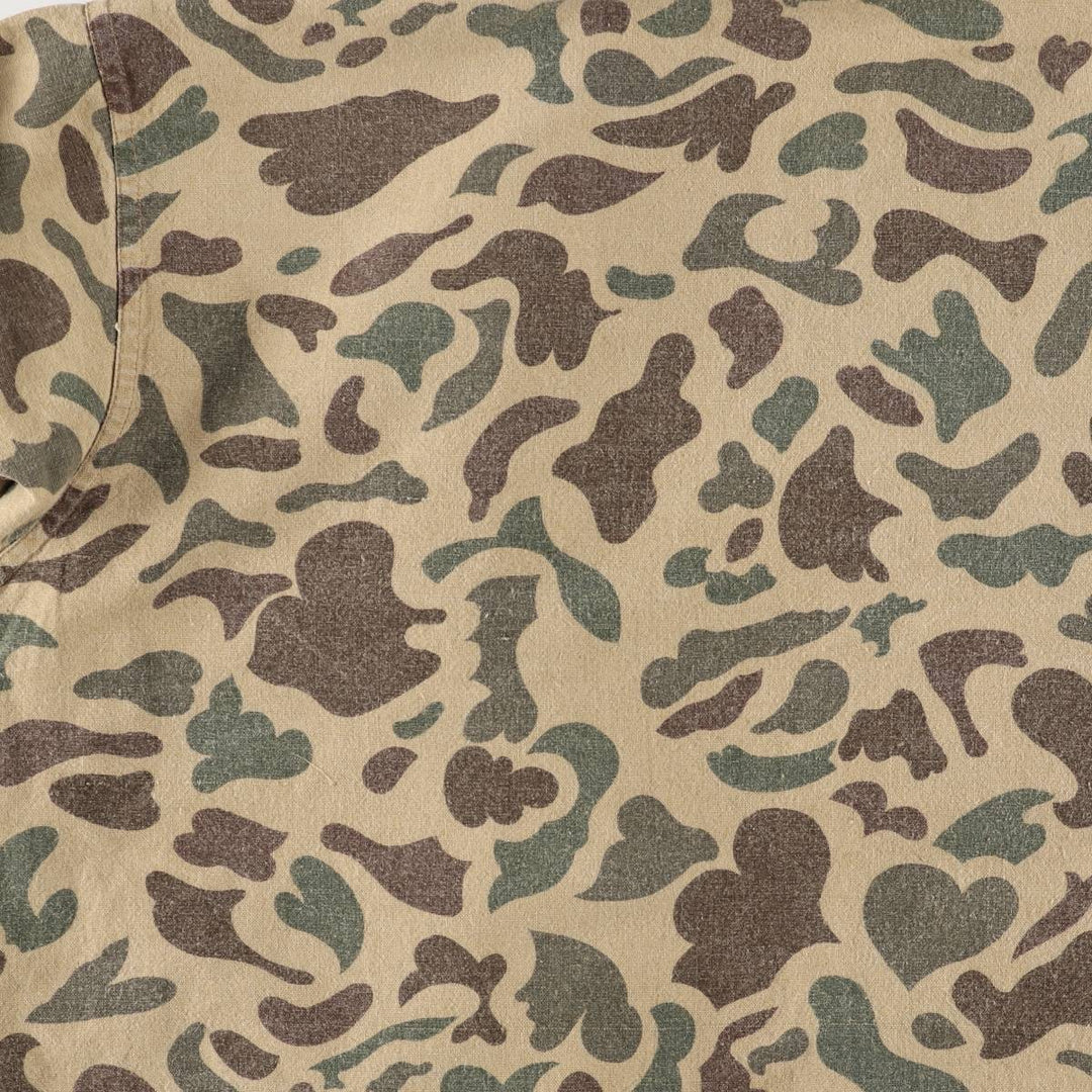 70s-80'S CALIBER Camouflage Pattern Ripstop Ramie and Cotton Jacket, Men's Size L, Vintage Lamy Beige type Vintage Second Hand