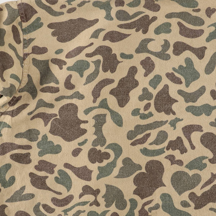 70s-80'S CALIBER Camouflage Pattern Ripstop Ramie and Cotton Jacket, Men's Size L, Vintage Lamy Beige type Vintage Second Hand