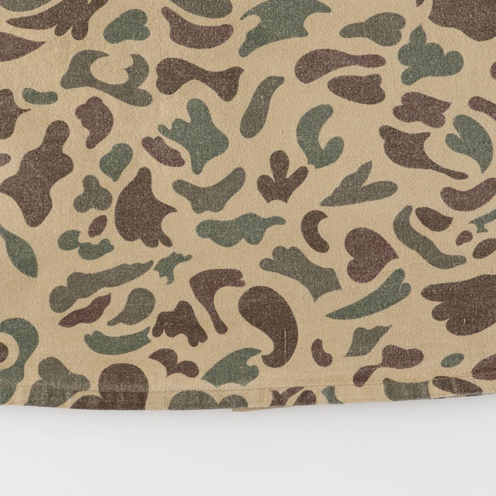 70s-80'S CALIBER Camouflage Pattern Ripstop Ramie and Cotton Jacket, Men's Size L, Vintage Lamy Beige type Vintage Second Hand