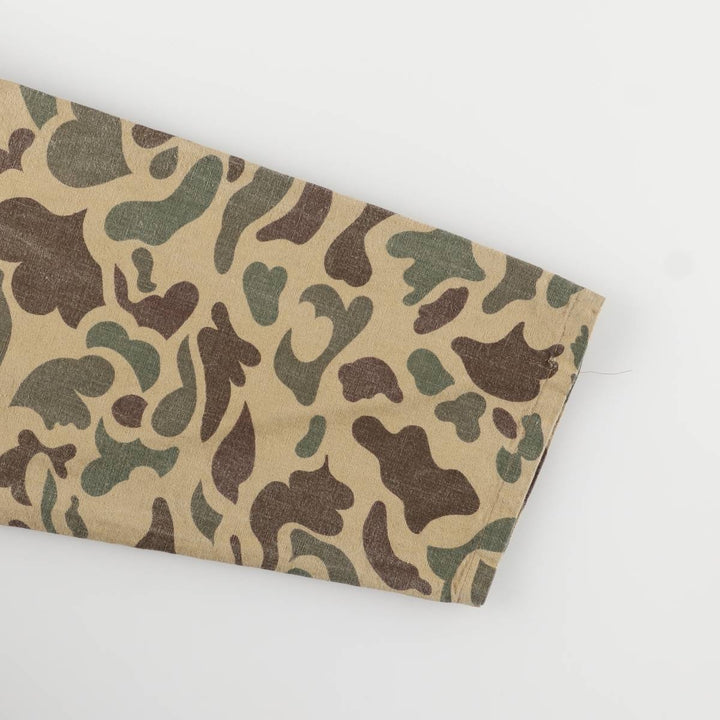 70s-80'S CALIBER Camouflage Pattern Ripstop Ramie and Cotton Jacket, Men's Size L, Vintage Lamy Beige type Vintage Second Hand