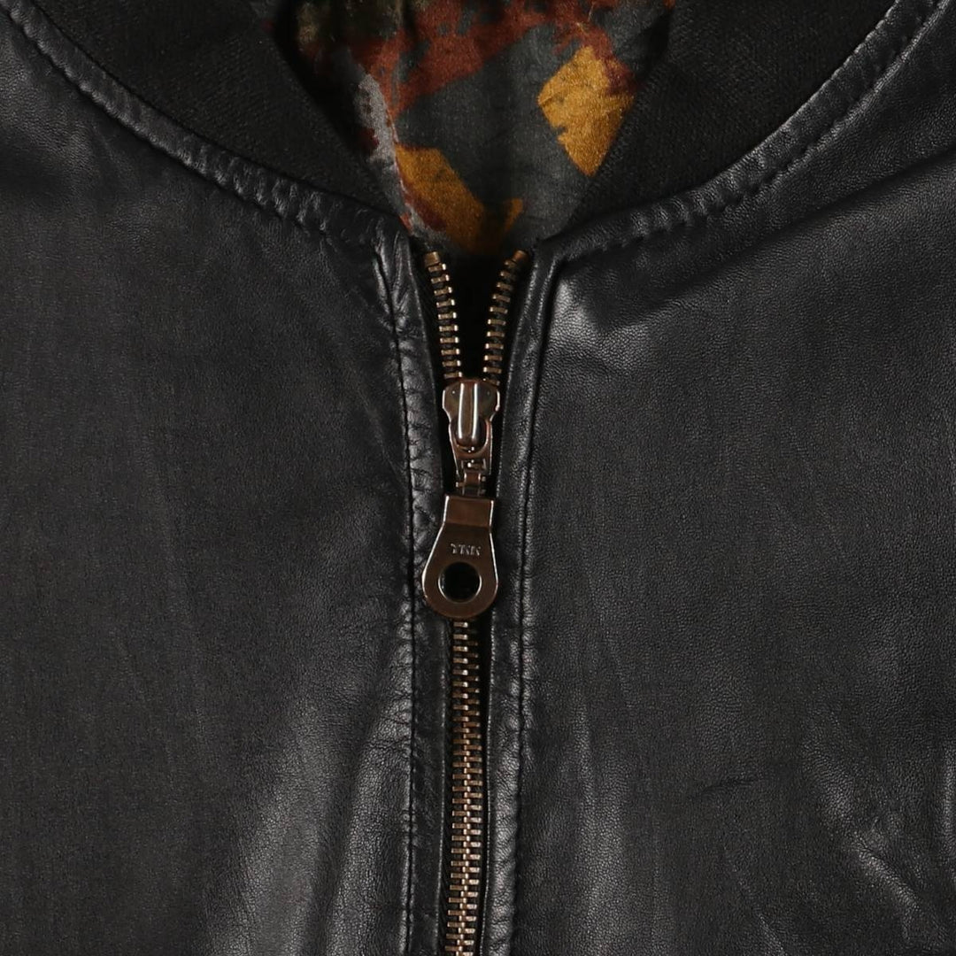 Vintage leather blouson, size L, for men genuine leather black type Vintage Second Hand