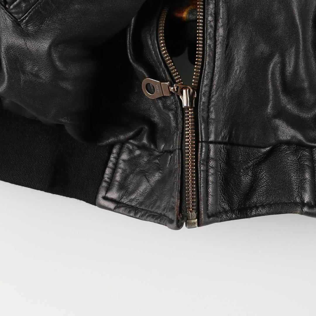 Vintage leather blouson, size L, for men genuine leather black type Vintage Second Hand