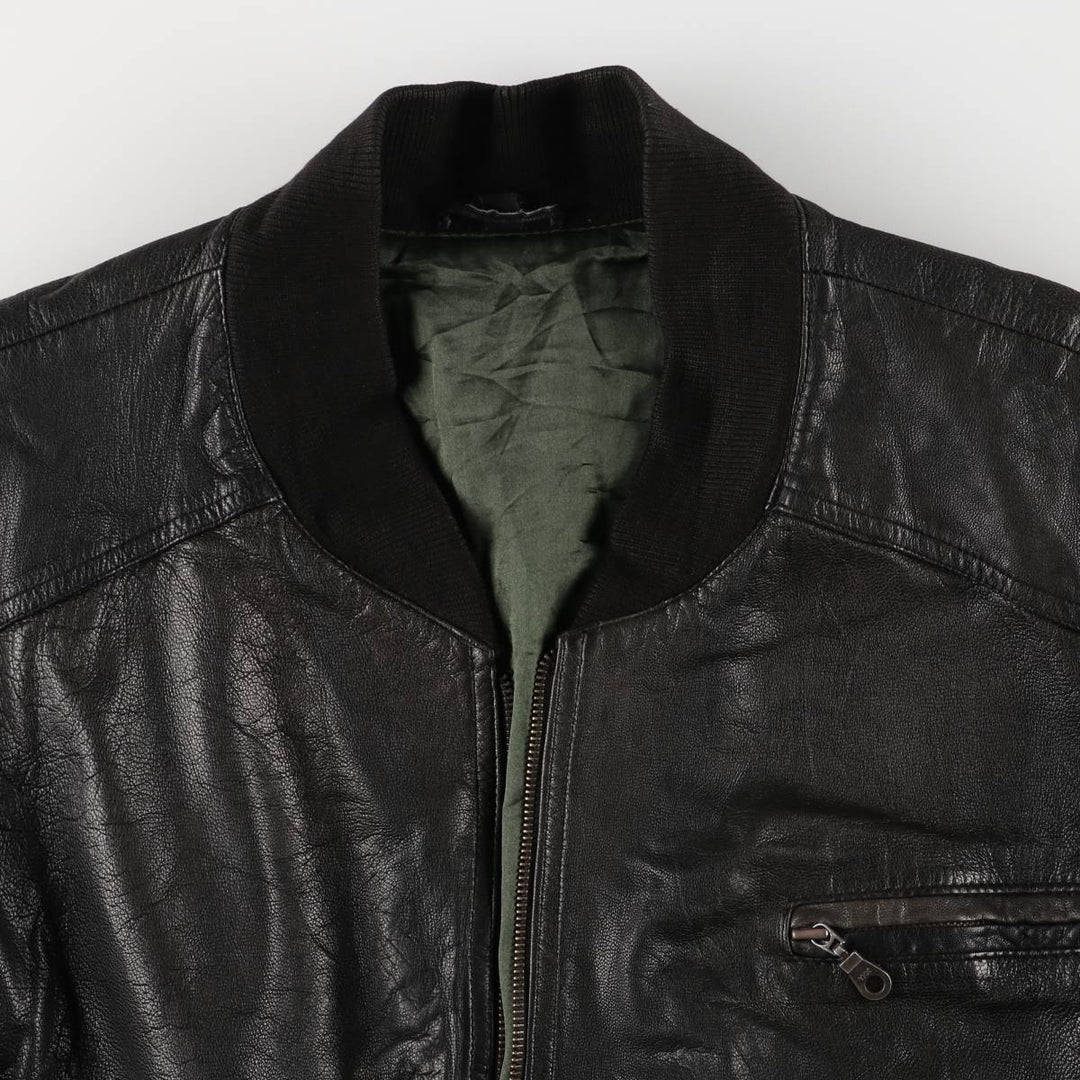 Vintage leather blouson, size L, for men genuine leather black type Vintage Second Hand