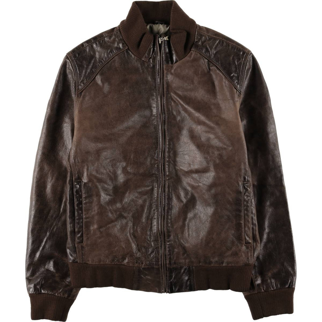 Leather blouson type, men's XL size genuine leather brown type Vintage Second Hand