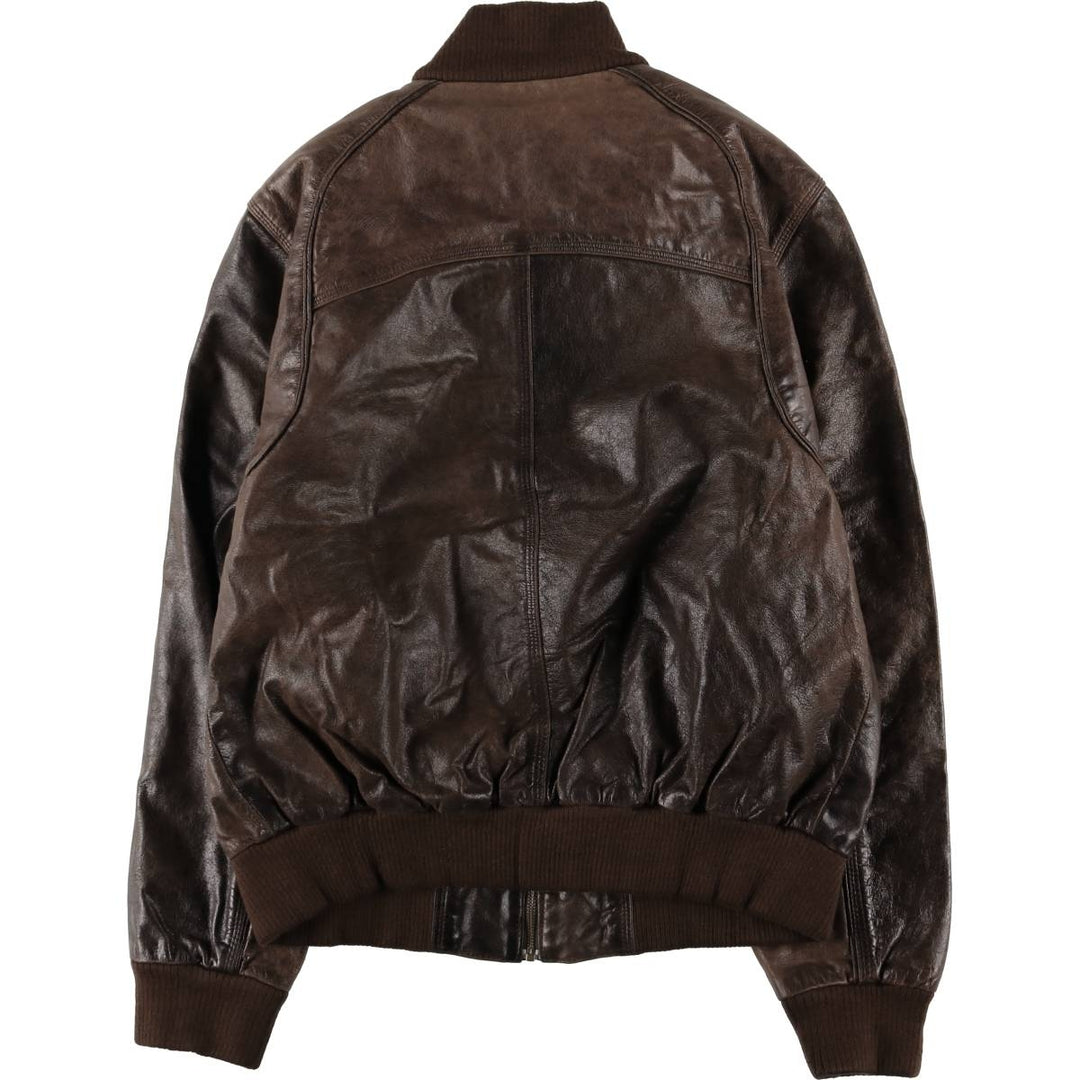 Leather blouson type, men's XL size genuine leather brown type Vintage Second Hand