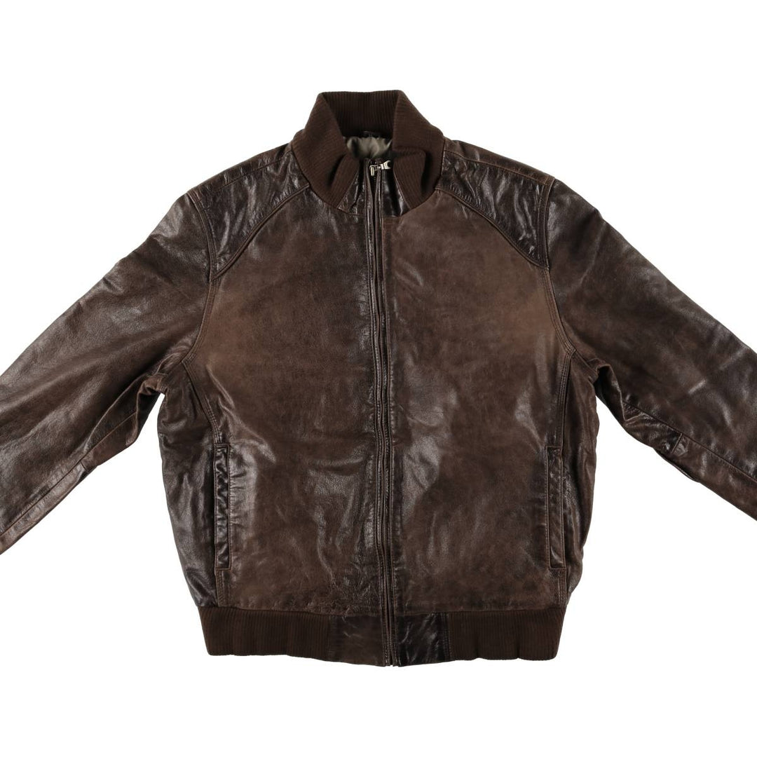 Leather blouson type, men's XL size genuine leather brown type Vintage Second Hand