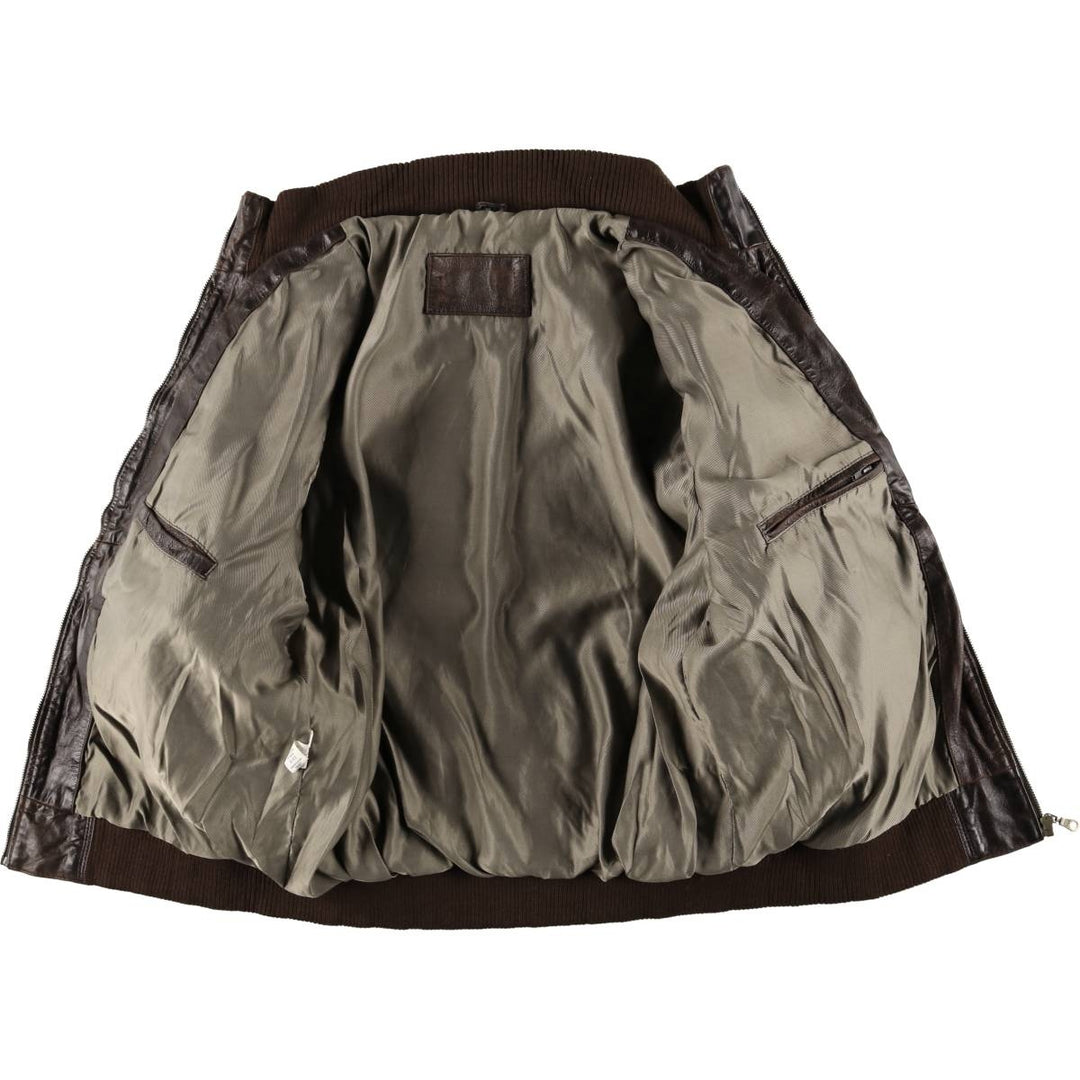 Leather blouson type, men's XL size genuine leather brown type Vintage Second Hand