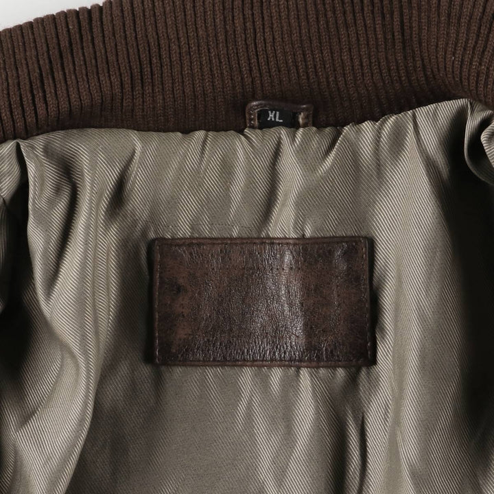 Leather blouson type, men's XL size genuine leather brown type Vintage Second Hand